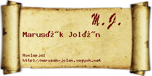 Marusák Jolán névjegykártya